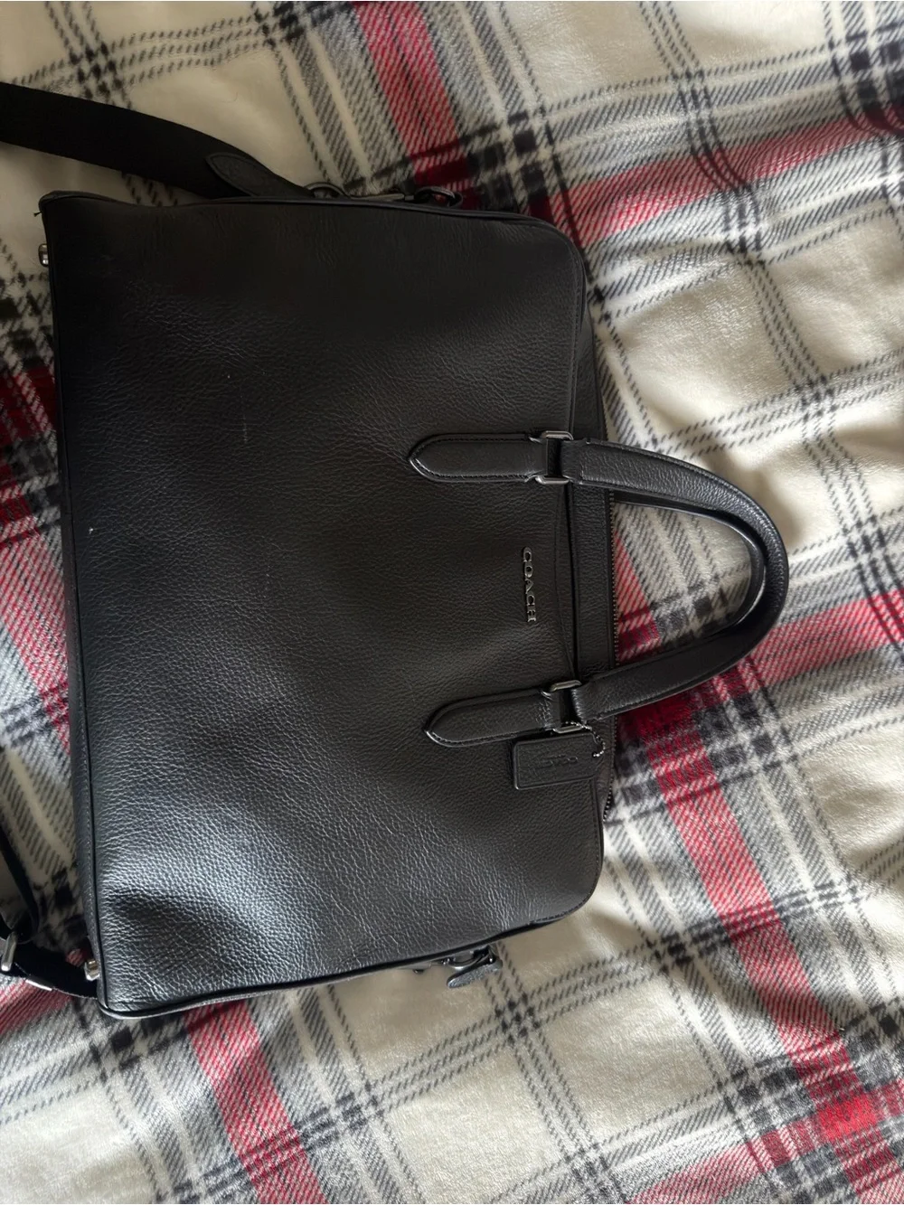 Coach Black Pebbled Leather women’s Briefcase with Shoulder Strap